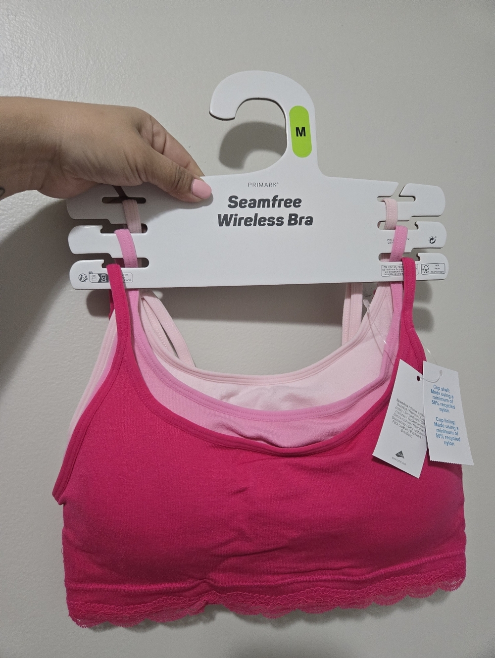 Primark Seamfree Wireless Bras - Hot Pink & Light Pink (3 Pack)